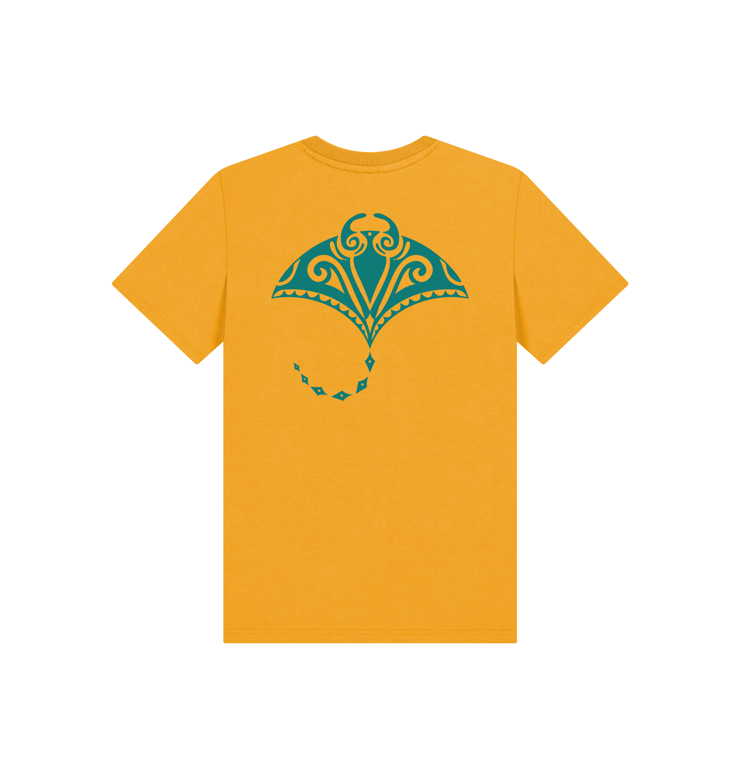Mustard Printed Kids T-Shirt Back