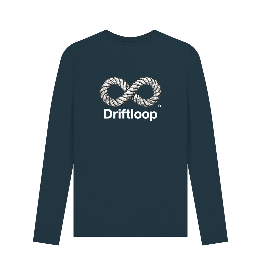 Denim Blue Printed Long Sleeve T Shirt Back