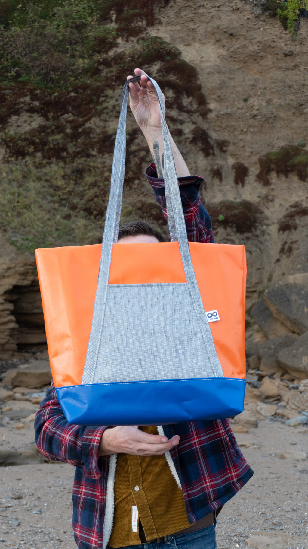 Driftloop Voyager Beach Bag - Blue / Silver / Orange, Lined