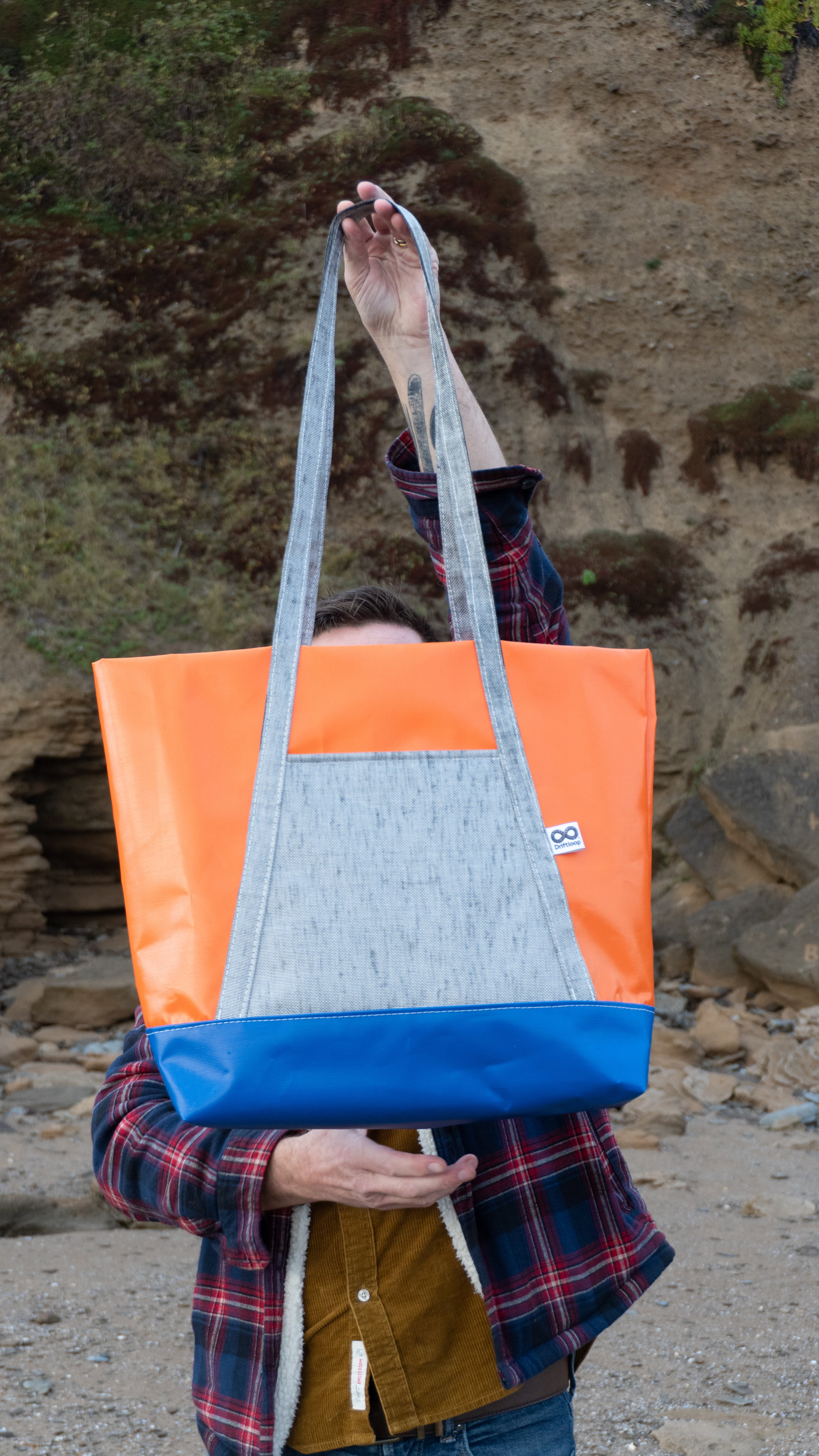 Driftloop Voyager Beach Bag - Blue / Silver / Orange, Lined