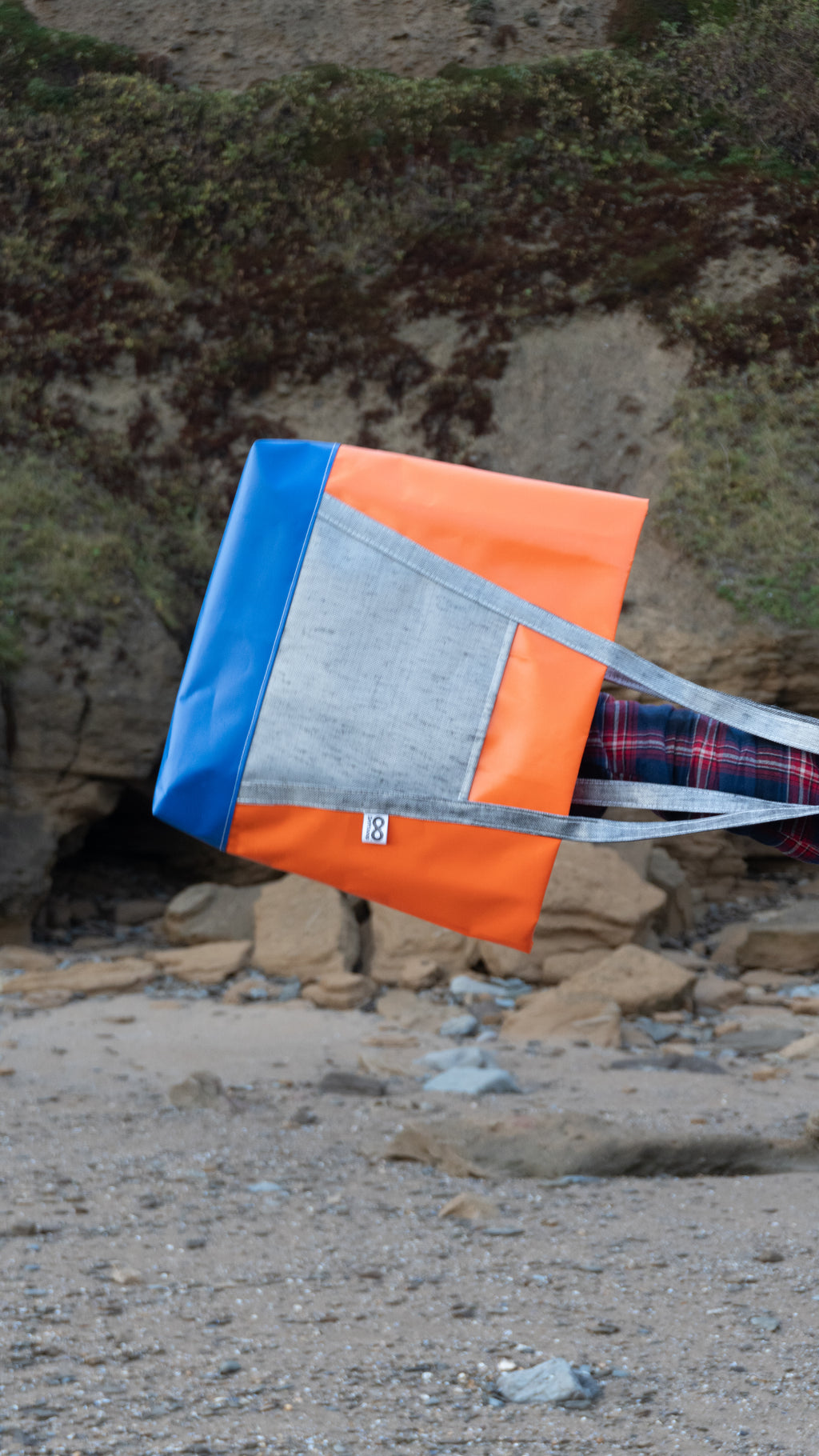 Driftloop Voyager Beach Bag - Blue / Silver / Orange, Lined